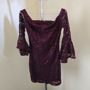 Teezeme Sequence 3/4 Flutter Sleeve Mini Cocktail Dress